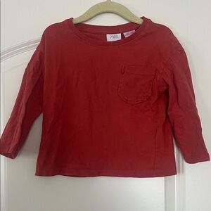 Zara | (18-24M) Kids Crimson Long Sleeve Pocketed Tee
